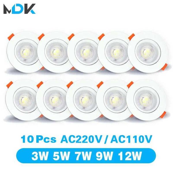 10pcs LED tube light 5W 7W 9W 12W 3W angle adjustable pendant light spotlight rotating AC220V 110V indoor lighting white CL240830
