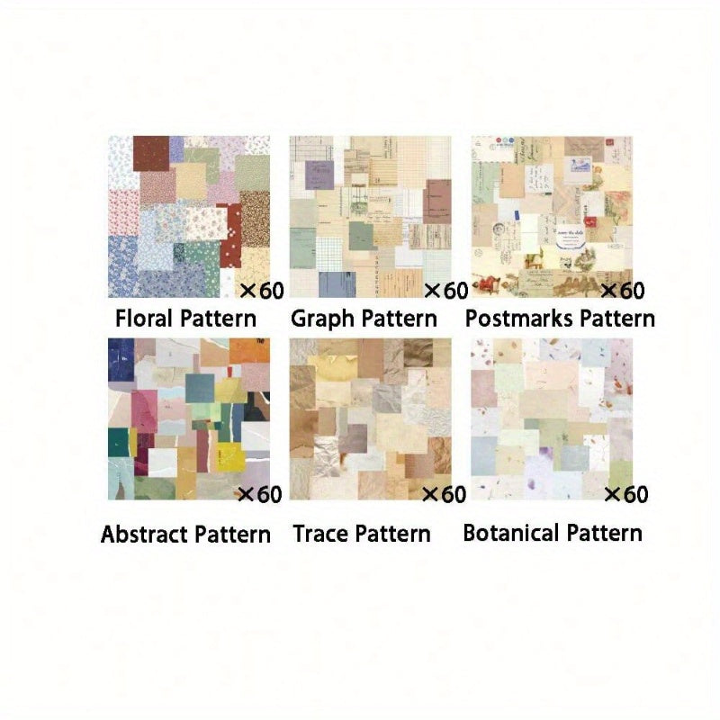 TEMU 60pcs Vintage Floral Paper Kit - Aesthetic Decorative Craft Supplies In Muted Tones For Bullet Journals & Diy Projects, With Twine & Stickers