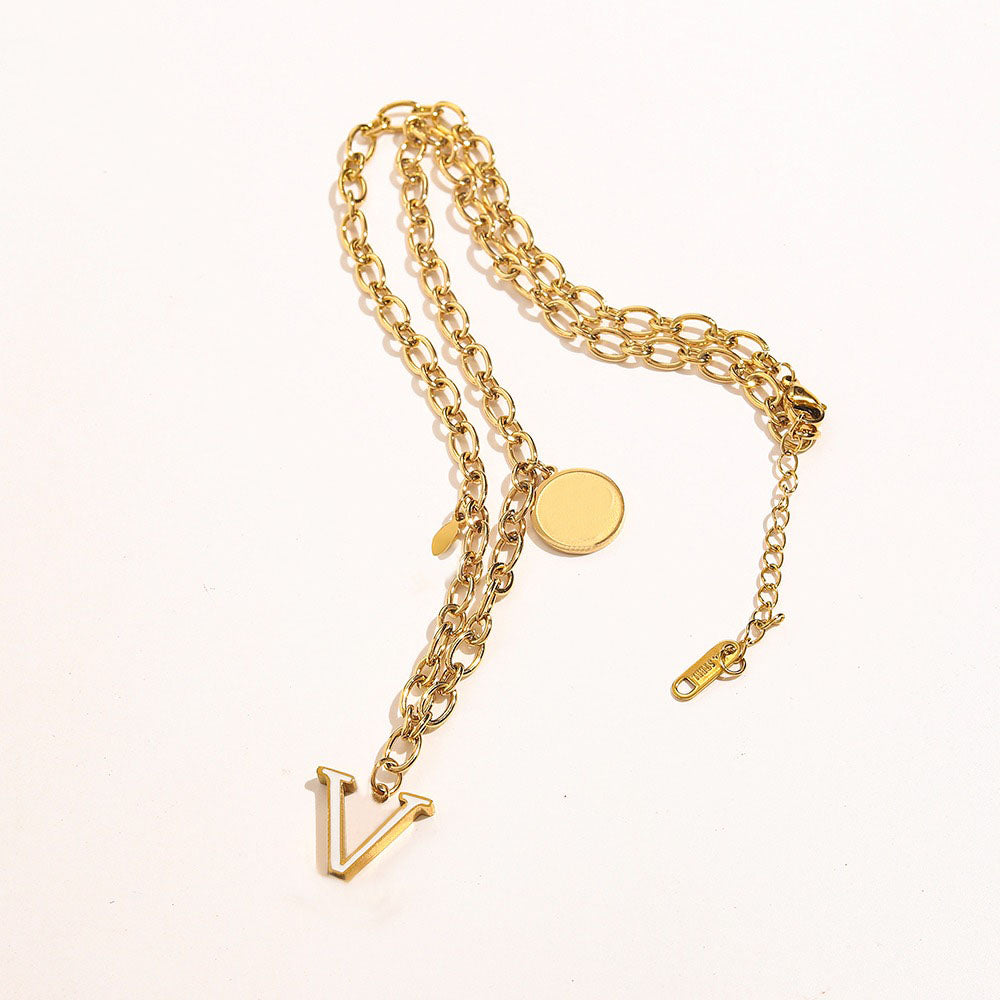 Luxury Designer Necklace Choker Pendant Chain 18K Gold Plated Stainless Steel Necklaces Fashion Women Statement Wedding Jewelry