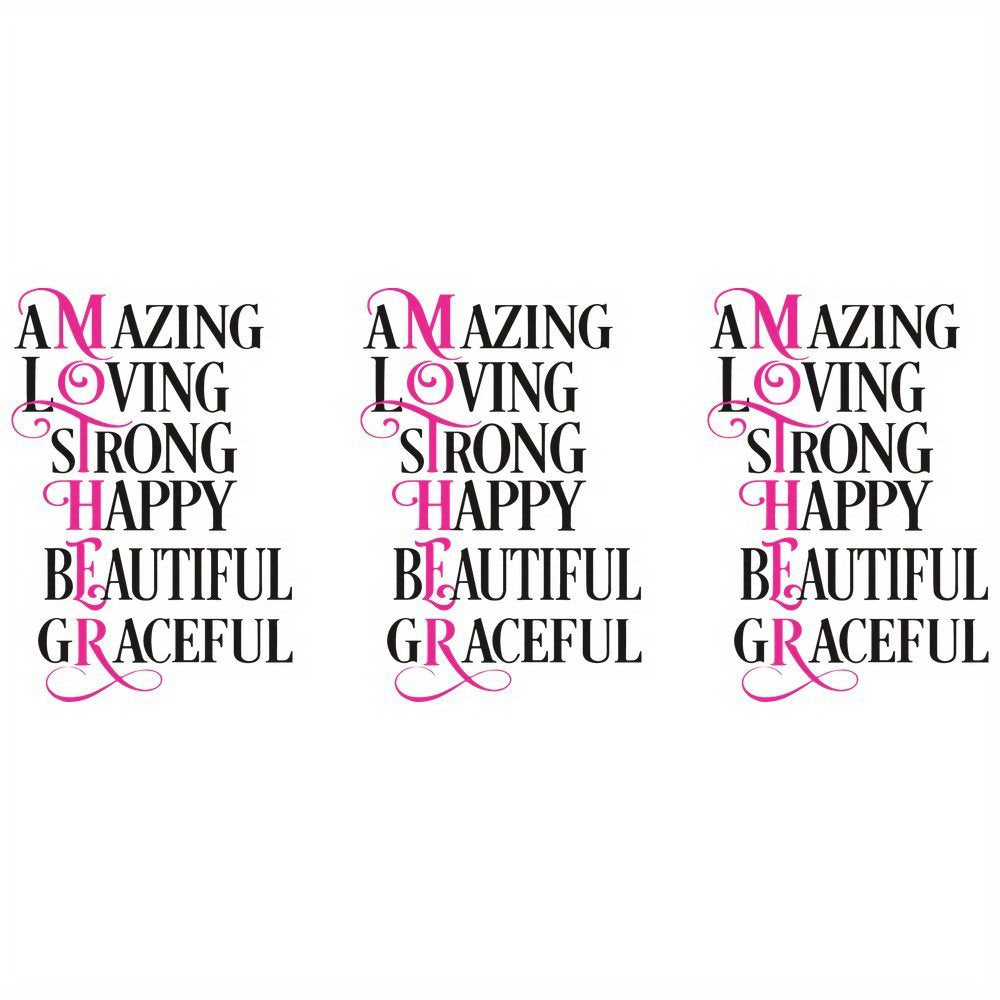 TEMU 3pcs Inspirational Mom Heat Transfer Stickers, Fashionable & Water-resistant Iron-on Decals For Diy T-shirts, Applicable For Suitcase, Bags,