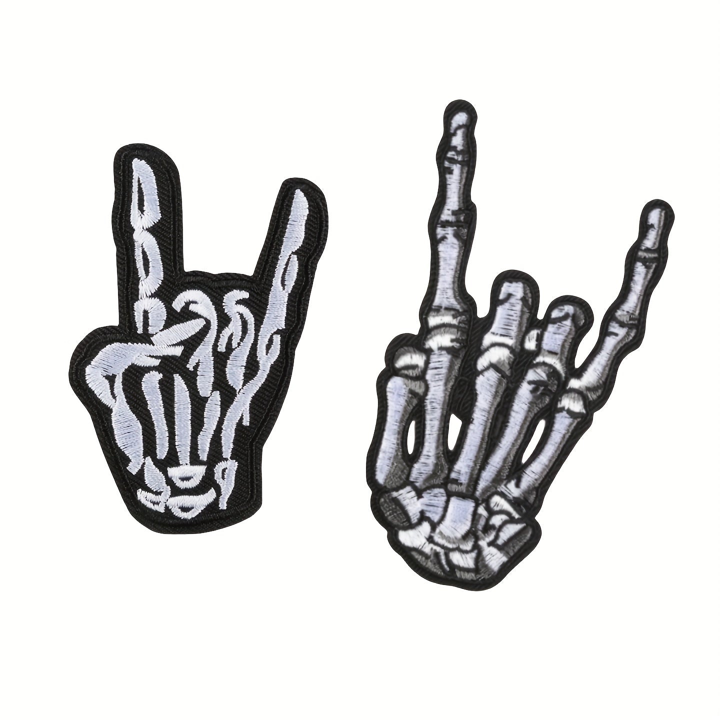 TEMU 2-pack Hand Gesture Embroidery Patches, Novelty Black And White , For Clothing, Hats, Backpacks, Shoes, Diy Halloween Decor, Sewing, Knitting, ,