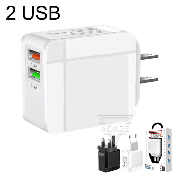 Dual USB Wall Adapter 3.1A Phone Chargers EU US UK Adapted For iphone Samsung Smart phone