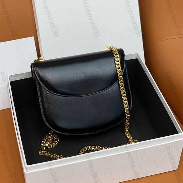 12A All-New Mirror Quality Designer Mini Teen Chain Bag 18.5cm Luxury Womens Black Purse Real Leather Flap Pochette Shiny Calfskin Handbags
