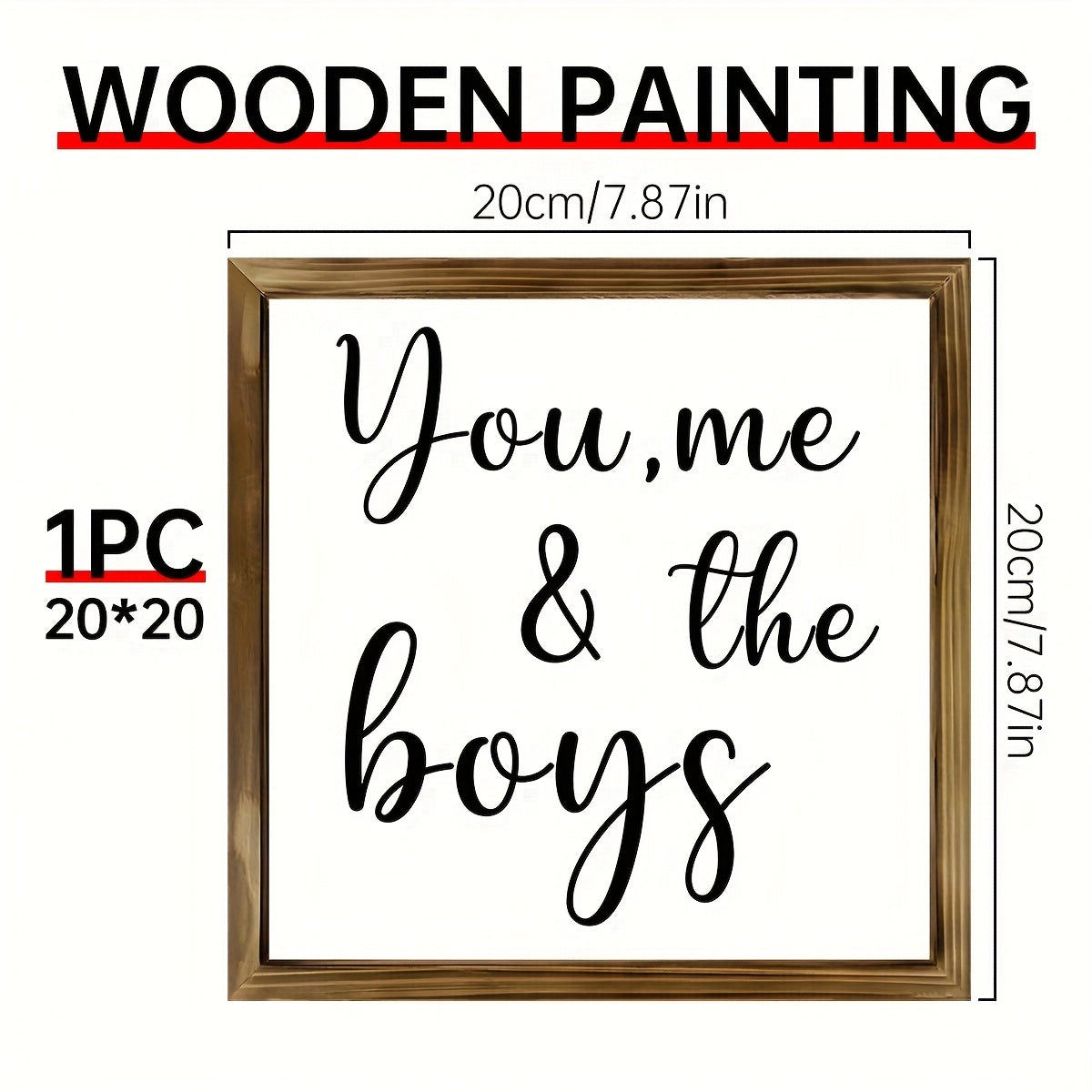 TEMU 1pc Wooden Sign 'you, Me & ' Canvas Desktop Art - High-quality Home Decor Plaque For Home, Bedroom, Garage - Stylish Room Decoration With