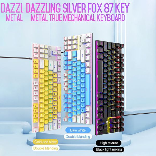 K80 87 Keys LED Backlit Mechanical Keyboard USB Wired Gaming Keyboards Blue Switch ABS Keycap For Desktop Computer PC Laptops
