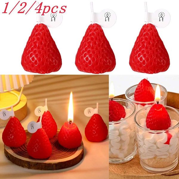 1-2-4 strawberry shaped candles aromatherapy wax scented handmade candles for birthdays weddings parties gifts New Year home decor W250110