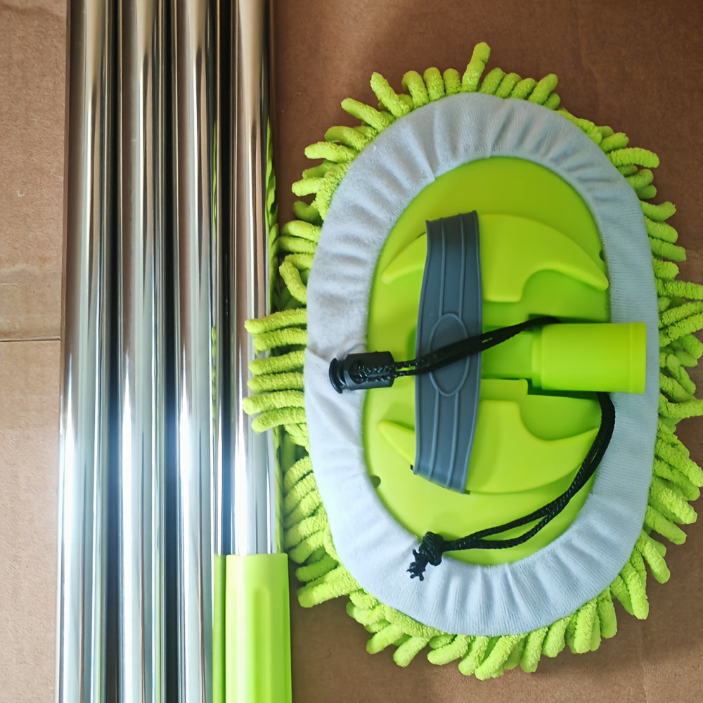 TEMU 63" Stainless Steel Long-handle Car Wash Mop With Scratch-free Microfiber Chenille Brush - Super Absorbent, For Cars, Trucks, Suvs, Rvs &