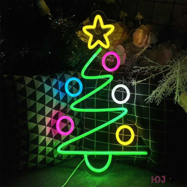 Christmas tree neon sign happy Christmas gift customization anime games LED lights wall decoration for home rooms bedrooms clubs decoration