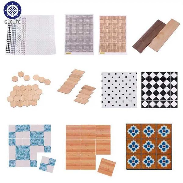 1pc 1 12 Dollouse Miniature Floor Tels Mini Wood Floor Model Furniture Doll House Home Piso Soard Decors Acessórios Y240807