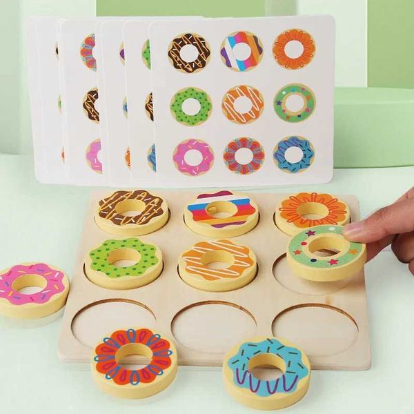 Wooden Doughnut Colors Pairing Toys Montessori Early Education Puzzle Color Matching Game Kindergarten GameXJ241212