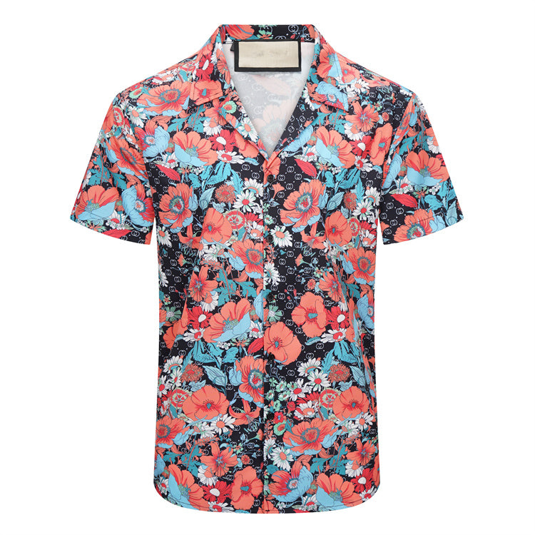 Designer Shirt Mens Button Up Shirts print bowling shirt Hawaii Floral Casual Shirts Men Slim Fit Short Sleeve Dress Hawaiian t-shirt M-3XL U28