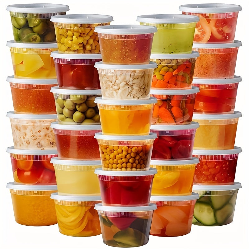 TEMU 48 Sets 8oz- 12oz-16oz-24oz-32oz Plastic Food Containers With Lids, Airtight Food Storage Containers, Freezer-dishwasher-microwave Safe, Soup