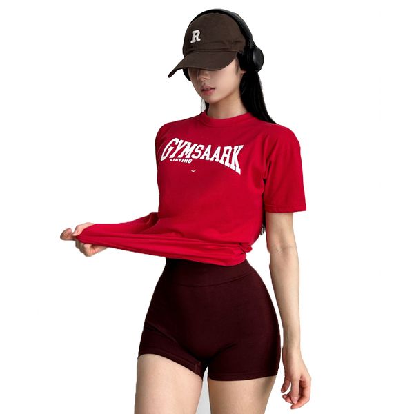 Womens T-Shirt Yoga T-shirt Shark Casual Short Sleeve Loose Women Fitness Sports Tops Designer Shorts Fashion Ladies Tops Nylon Polyester To