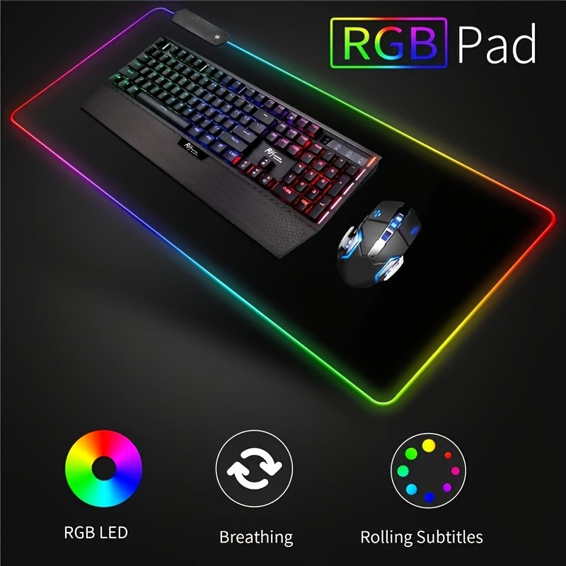 TEMU 1pc Rgb Gaming Mouse Pad Experience Gaming Experience - Extra Large Extended Size With Multiple Light Mouse Pad, Glow Mouse Pad, Led Large Mouse