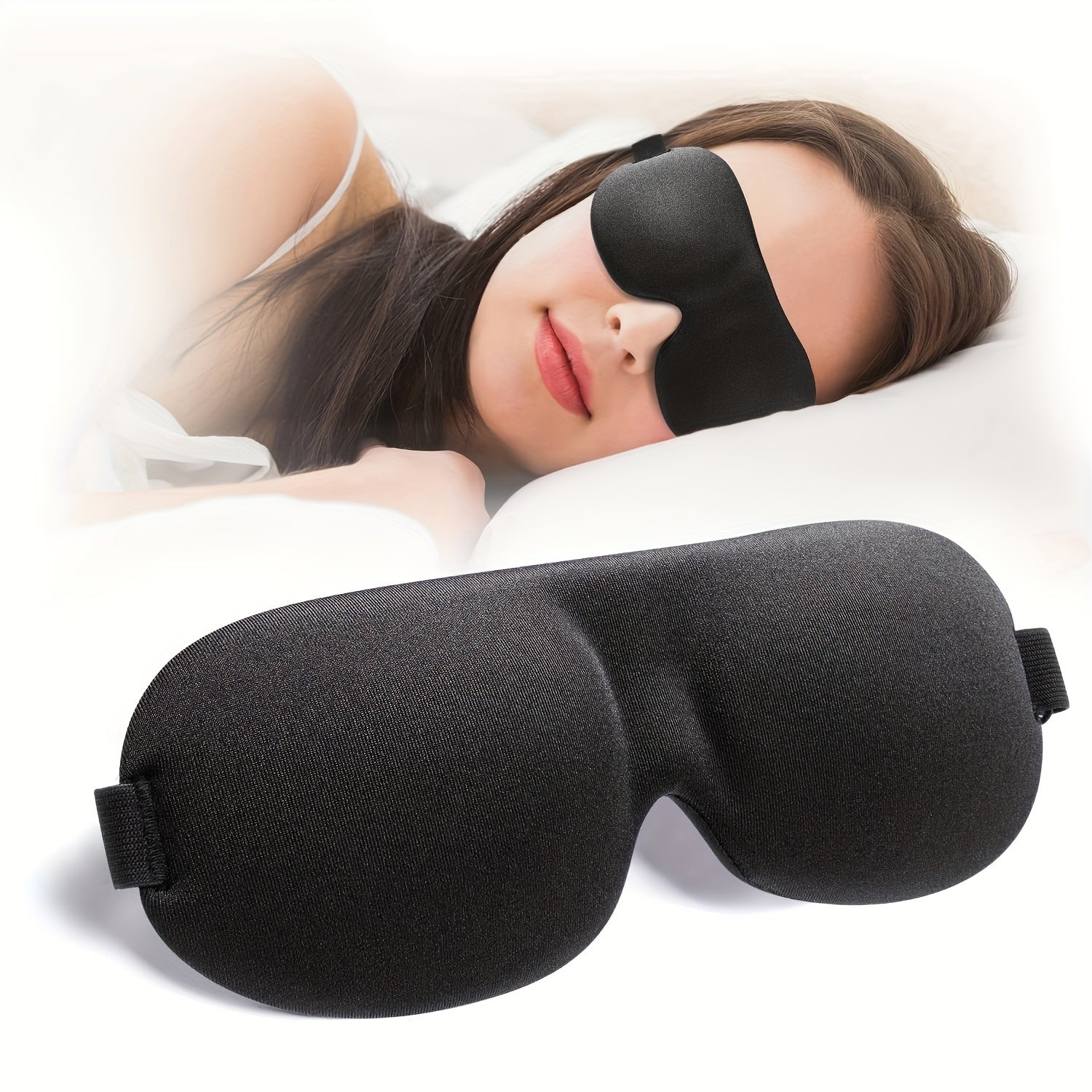 TEMU 1pc 3d Contoured Sleep Mask For Back & Side Sleepers - 100% Blackout Eye Cover, Soft Polyester, Ideal Night Blindfold For , Sleep Eye Mask