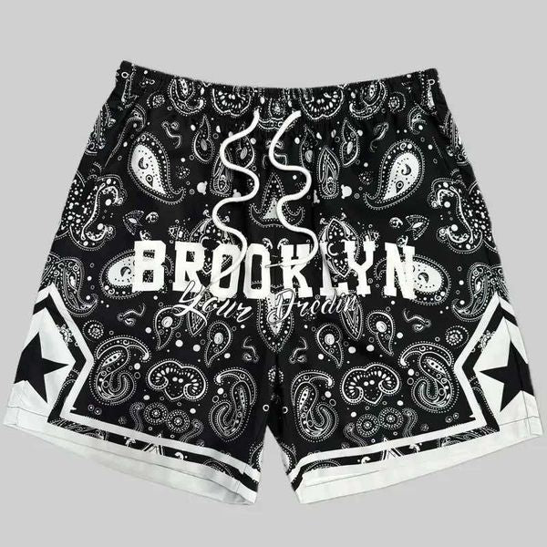 Shorts masculinos Summer Mens Brooklyn Shorts Sports Sports Fitness Clothing Mens Casual Casual Roupas Retro Floral Training Streetwear J241
