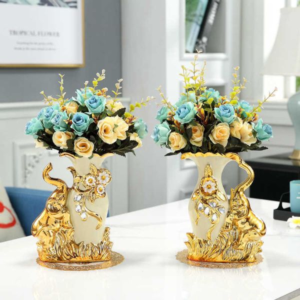 Vases 2020 European style ceramic swan gold vase arrangement table dinner home decoration creative accessories elephant vases P230503