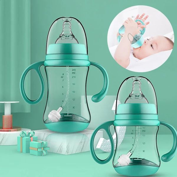 AntiChoke Baby Bottle With Grip WideCaliber Feeding Bottles fpr born Dring Cup Dual Use Infant Milk Water Drinking 250115