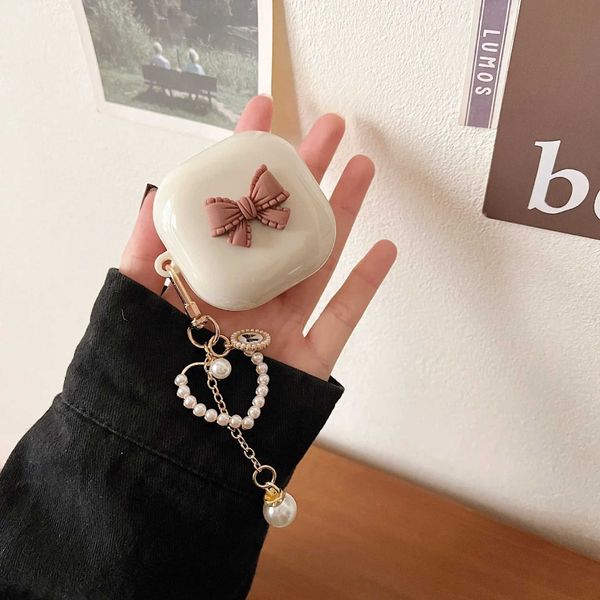 Korean Flower Headphone Case for Samsung Galaxy Buds Pro Live 2 Buds2 Pro FE Earphone Bags With Keyring Y240810