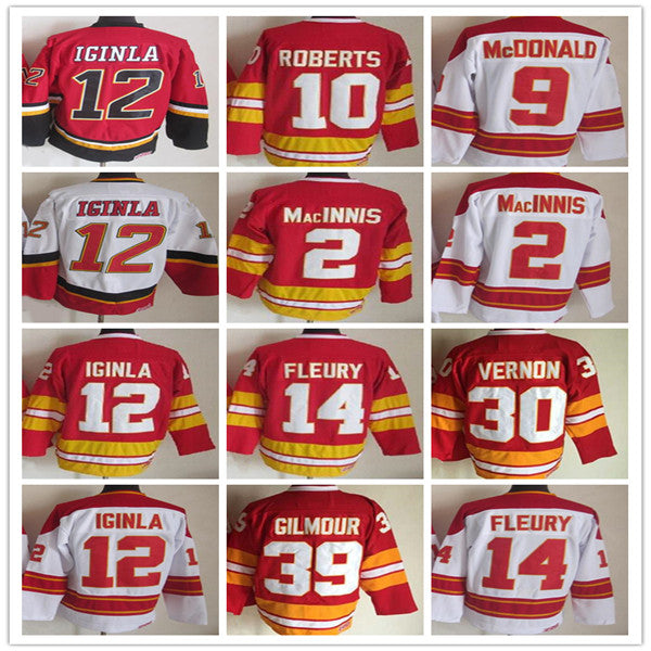 Vintage Hockey Jerseys 12 Jarome Iginla 14 Theoren Fleury 25 Joe Nieuwendyk 30 Mike Vernon 39 Doug Gilmour 2 Al Macinnis 9 Lanny McDonald 10 Gary Ro