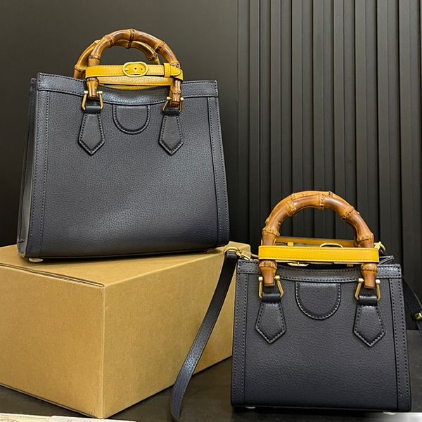 Designer Women Diana Bamboo Handle Tote Bag enuine Leather Shopping Bags Lady reen Red Stripes Web Strap Mom Shopper 20-27cm X250104