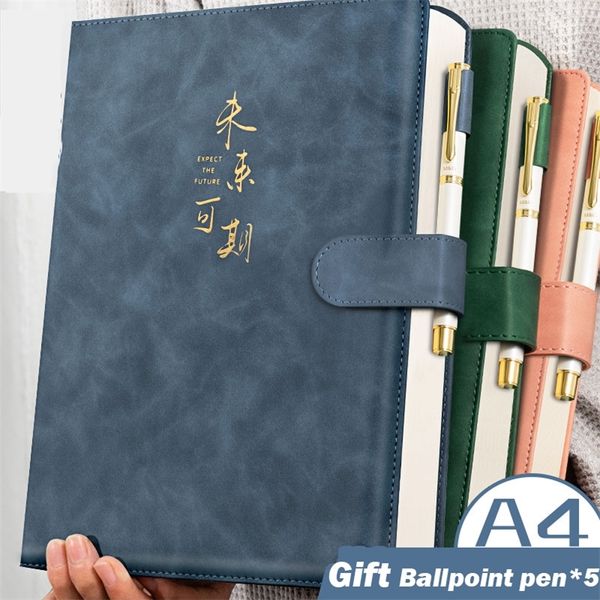 Notepads A4 Super Thick Notebook Horizontal Line Students Cute Notebook Retro Student Gift Stationery Pu Cover Notepad School Supplies 22091