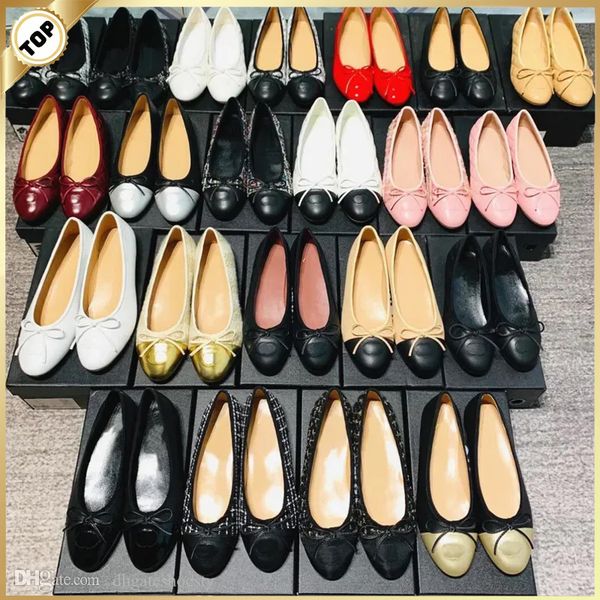 shoes P Brand designer Black Ballet Flats Women Quilted Genuine Leather Slip on Ballerina Round Toe Ladies Dress Shoes HJ2G Sgbac