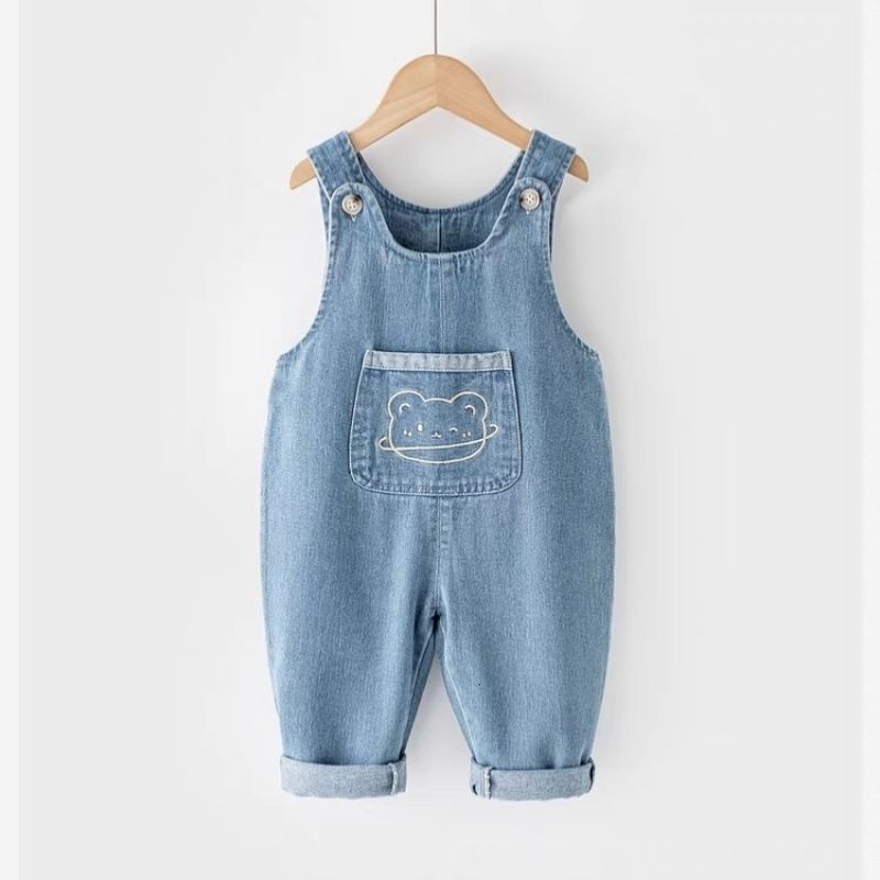 K521 Childrens Denim Overalls New Spring and Autumn Baby Jeans Boys Girls Jumpsuits Baby Pants Trendy Long Pants