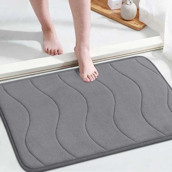 Memory Foam Bath Mat for Bathro Non Slip Quick Dry Water Absorbent Rug hine Washable Floor Rug Mats 24x17 Inches Grey Z250115