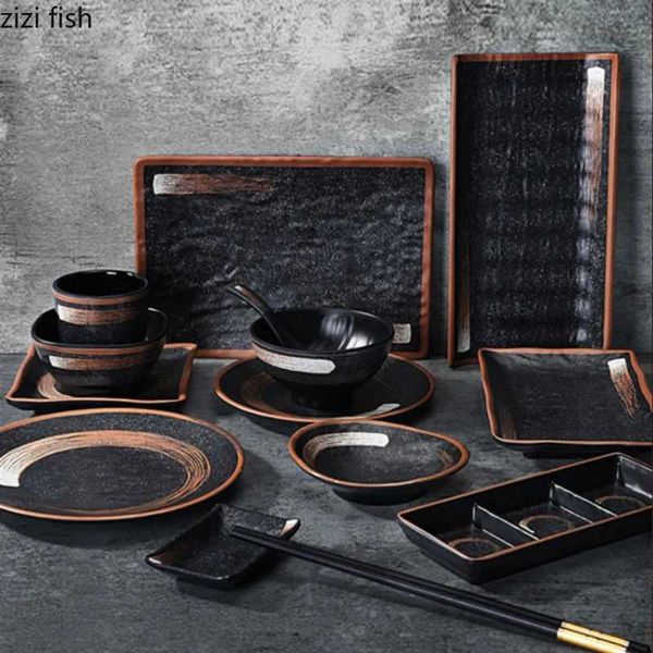 Melamine Dinner Plate Restaurant Tableware Set Serving Plate Sushi Plates Seasoning Dish Dessert Bowl Fruit Plates Salad BowlC241213