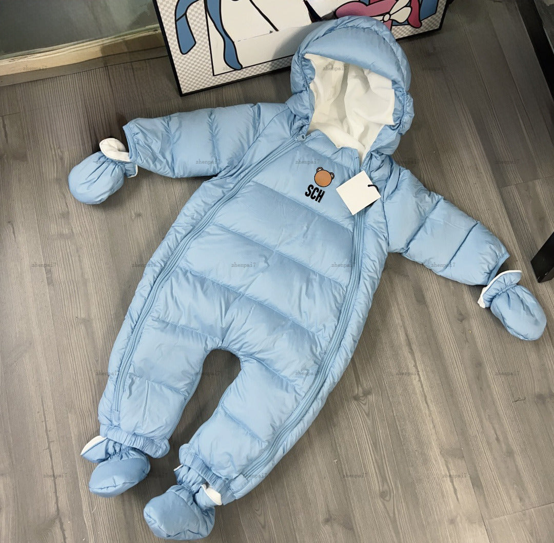 Top newborn Down jumpsuits winter animal patterns infant bodysuit designer toddler clothes baby romper gloves and foot covers A388X11N104