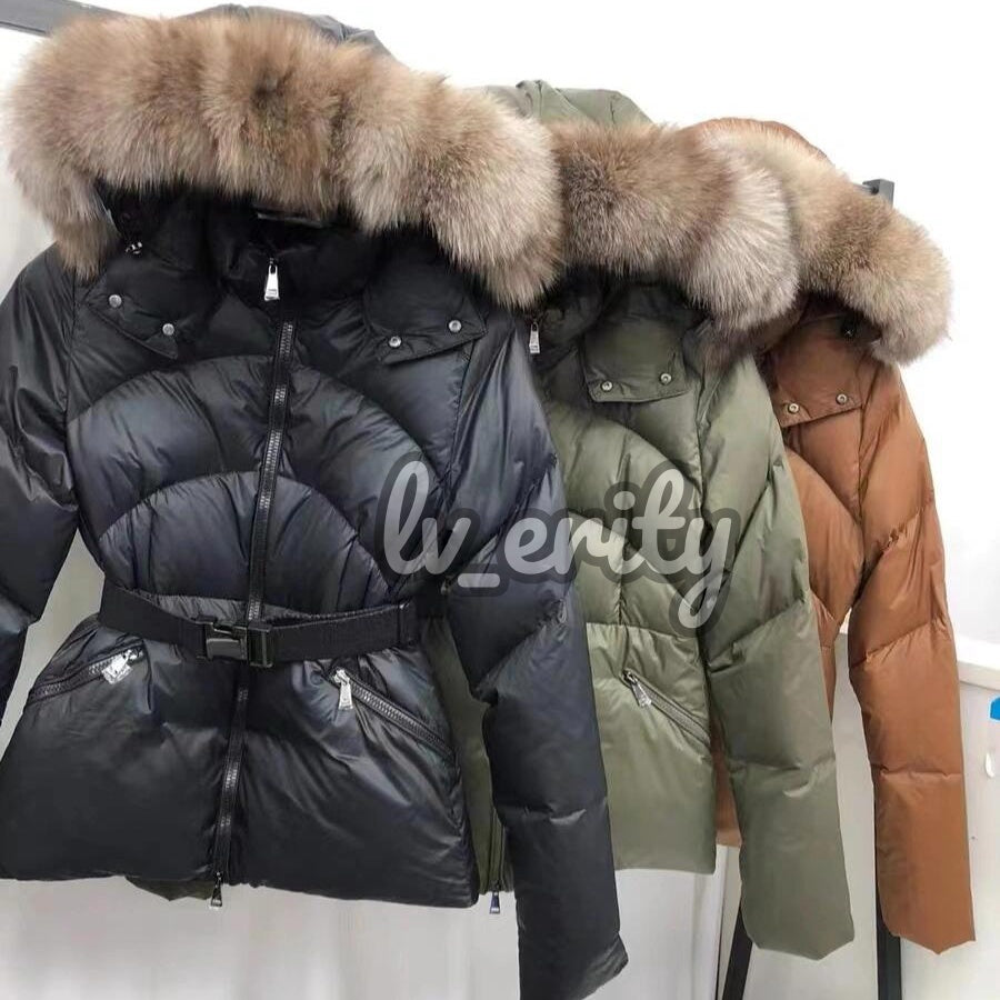 Womans Coat Designer Women Jacket Winter Long Down Jackets Fur Coats real raccoon hair collar Puffer jacket women parkas with belt lady cotton coat