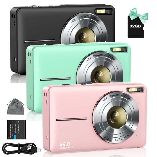 Digital Cameras FHD 1080P video camera with 32GB SD card and 16X digital zoom compact point and shooting camera suitable for students H24100