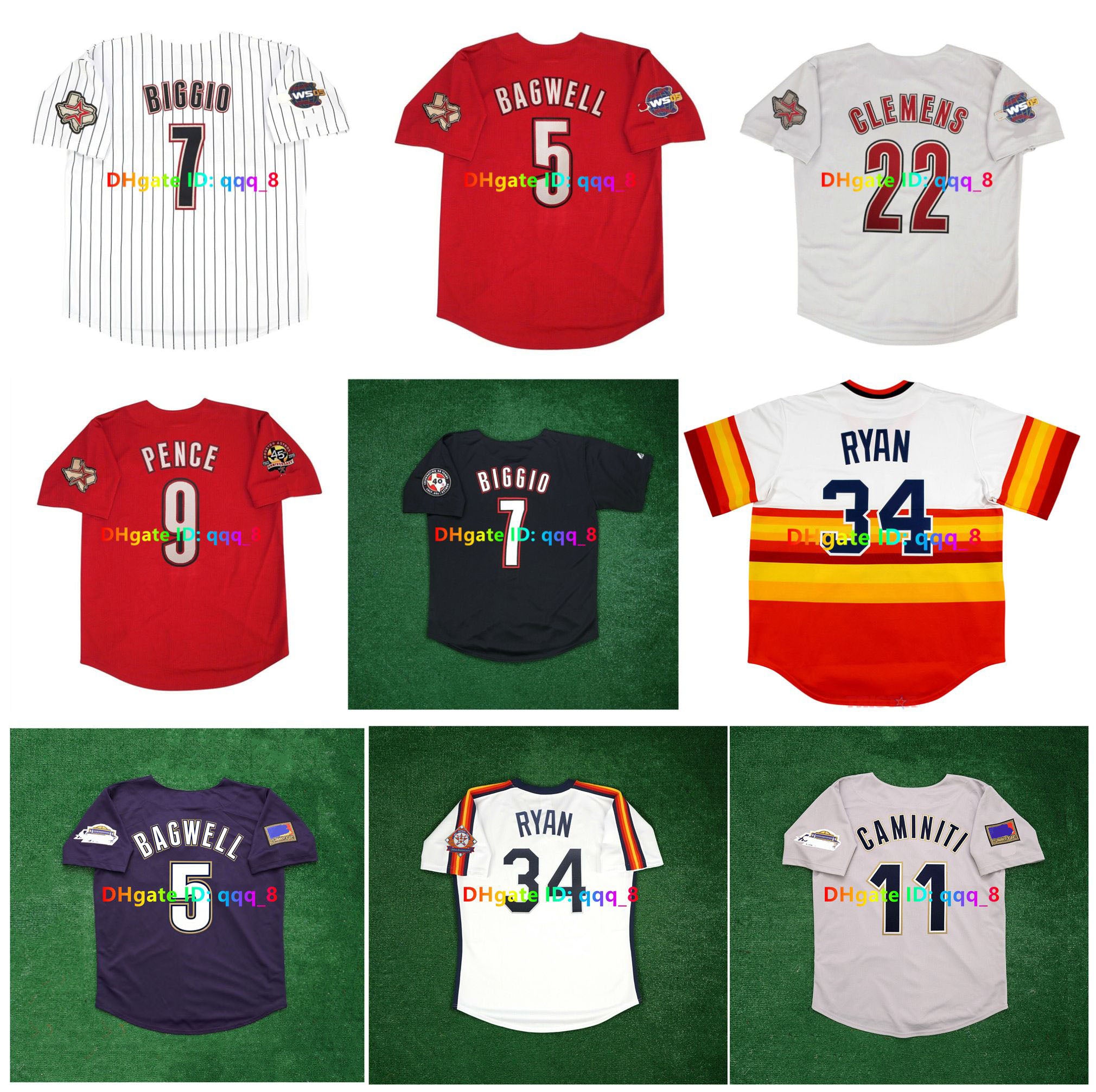 Craig Biggio Pettitte Nolan Ryan 1994 Astro Baseball Jersey Jeff Bagwell 2005 World Series Altuve Lance Berkman Roy Oswalt Ken Caminiti Randy Johnso