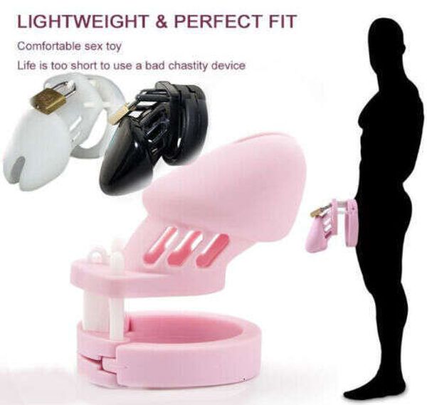 Silicone Chastity Cage Male Chastity Cage with 4 Penis Rings Chastity Device Lock