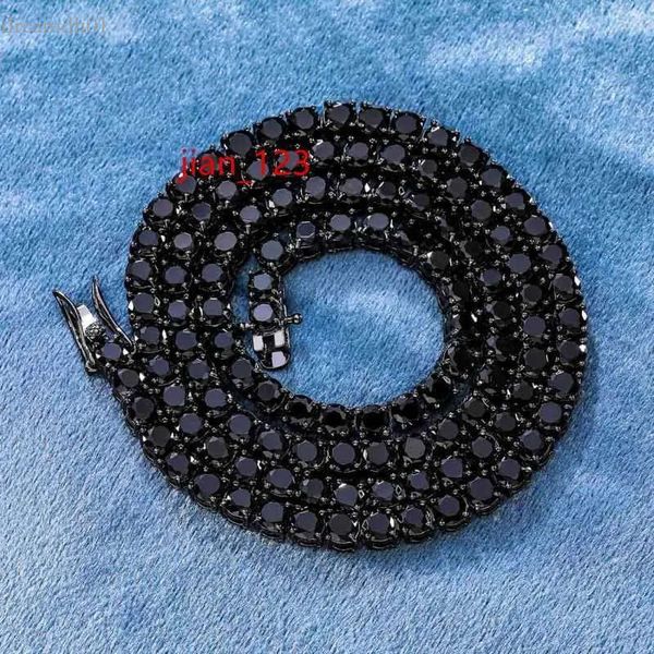 Medboo Jóias finas 10k Gold Solid 2mm 3mm 4mm 5mm 10mm 12mm 16 polegadas 18 polegadas Black Moissanite Tennis Chain Jewellery GRA Certified
