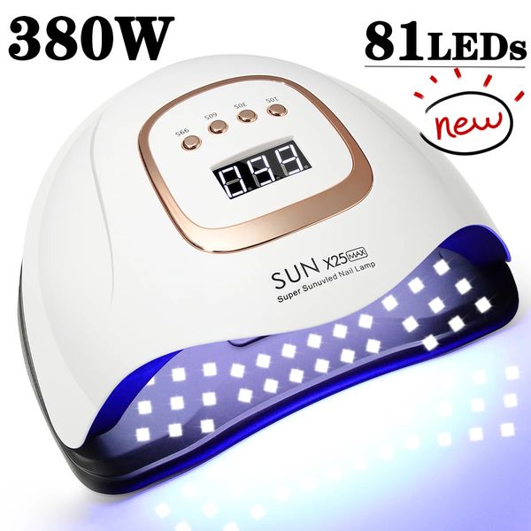 LED Nail Lamp 380W for Gel Nails Fast Curing Dryer with 81 LEDS 4 Timers Professional UV Light for Home Salon Nail Art Tools 240620