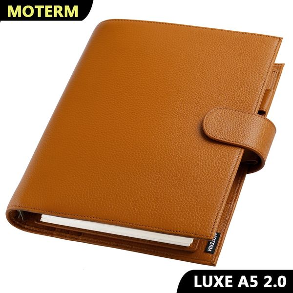 Moterm Luxe 2.0 Series A5 Size Planner Pebbled Grain Leather Notebook with 30MM Ring Agenda Organizer Notepad Journal Sketchbook 241104