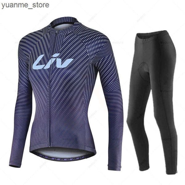 Cycling Jersey Sets Liv Women Autumn Cycling Jersey Set Long Sleeve Quick Dry Cycling Clothing Bike Uniform Clothes Bicycle Wear Ropa Ciclis
