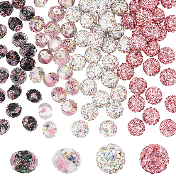 DIY Polymer Clay Rhinestone & Gold Sand Lampwork Beads Making Findings Beads Kits