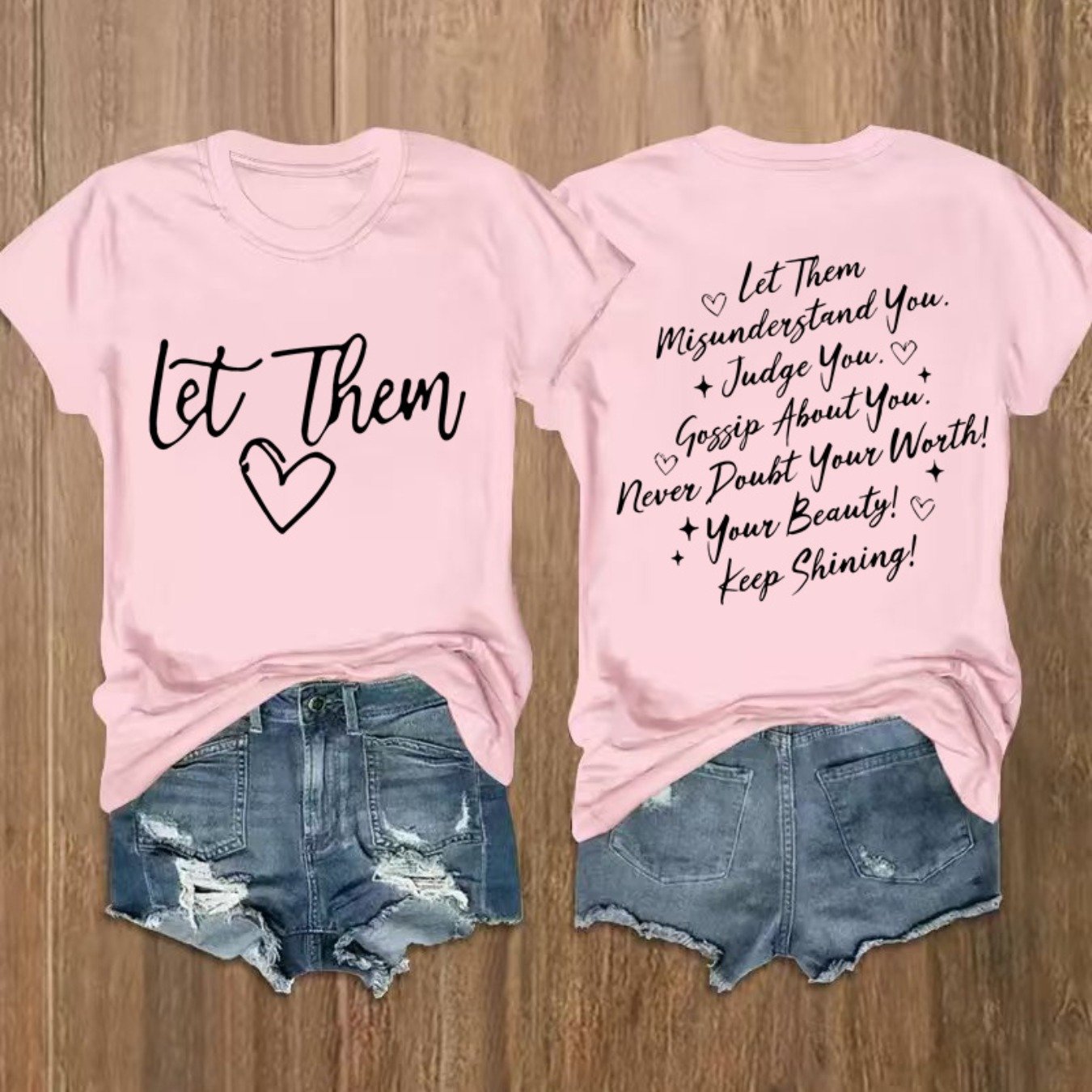 TEMU Letter Print T-shirt, Short Sleeve Crew Neck Casual Top, Women's Clothing