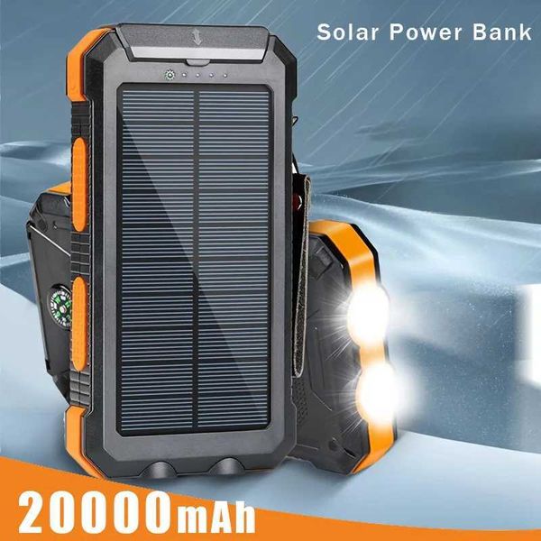Power bank 20000mAh Solar Power Bank Portable External Battery Fast Charging Waterproof Large Capacity Powerbank with SOS Flashlight Z241108