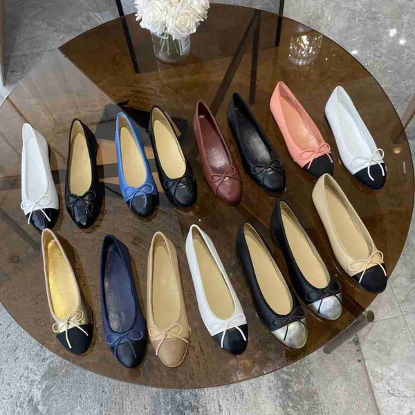 C64Dress Shoes Dress Shoes Luxurys Platform Women Designers 100% Sheepskin Letter Bow Ballet Shoes Multi Color Size 34-43