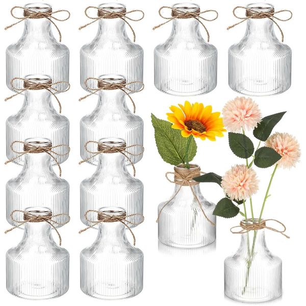 Small plastic flower bud vase aesthetic center decoration cylindrical vase loose for wedding family dining table decoration flowers 241125