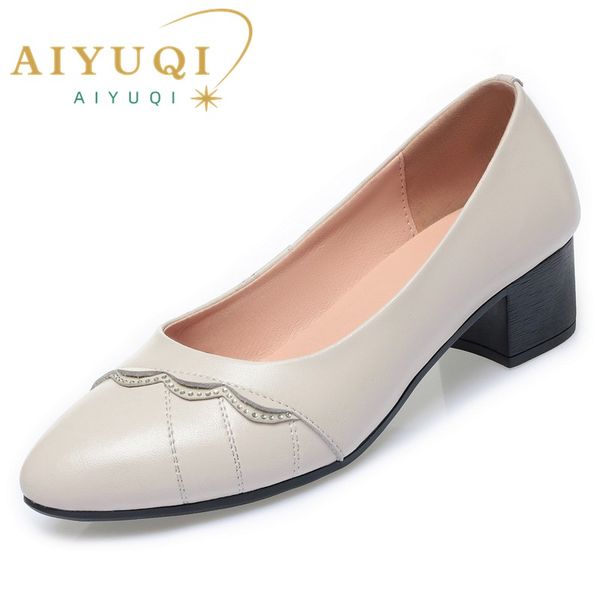Dress AIYUQI Mid-heel 2024 New Spring Genuine Leather Women&#039;s Office Large Size Work Shoes Women a385
