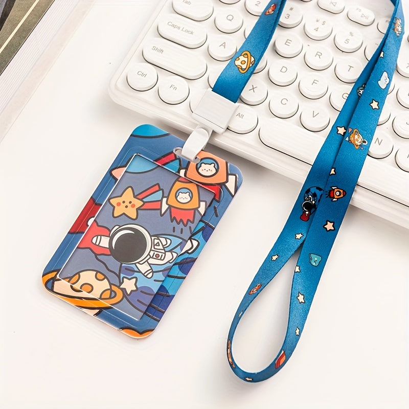TEMU Space For Man Cartoon Id Card Holder Work Card Holder Badge Lanyard Card Restaurant Card Access Card Protection Case