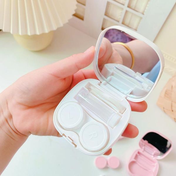 Anime Hello Kitty Contact Lens Case Kawaii Kuromi Little Twin Star Square Contact Lenses Container Travel Kit Easy Carry Mirror