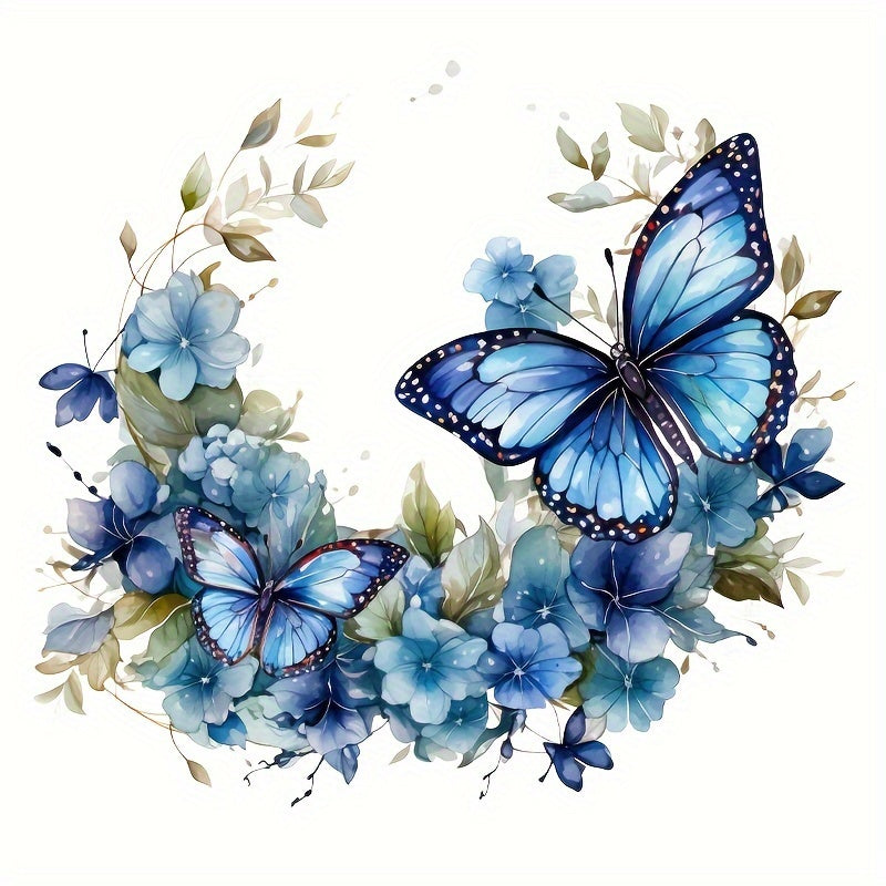 TEMU 1pc Butterfly Floral Toilet Lid Decal, Bathroom Stickers, Plastic Home Decor Wall Decals, Window Clings, Charming Blue Butterflies And Flowers