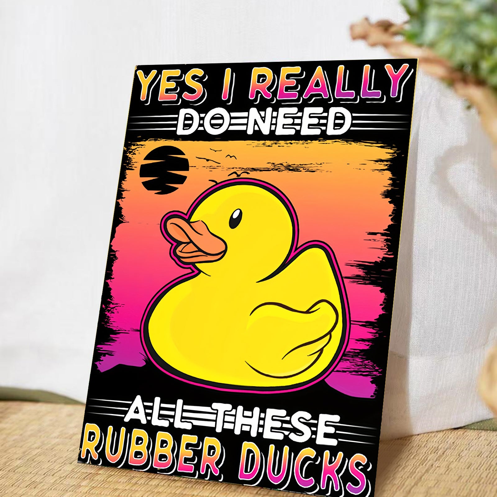 TEMU [2d Flat] 1pc Canvas Art - 'i Really Need All Rubber Ducks' | Humorous Frameless Wall Decor, 12x16 Inch, Vibrant Retro Design With Rubber Duck