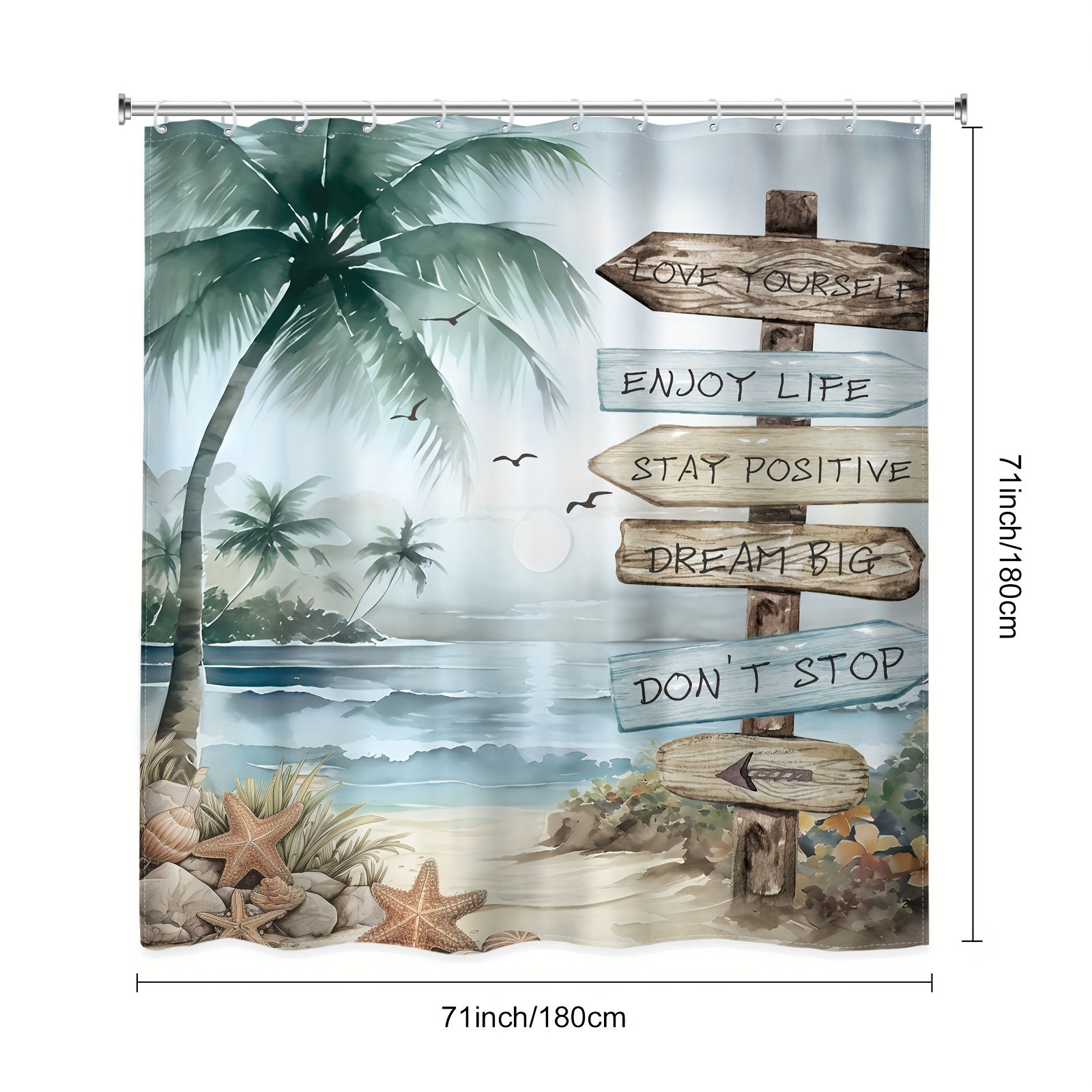 TEMU 1-4pcs - Tropical Tree Shower Curtain Set, Shower Curtain With 12 Plastic Hooks, Bathroom Anti-slip Floor Mat, Toilet U-shaped Mat, Cover Mat,